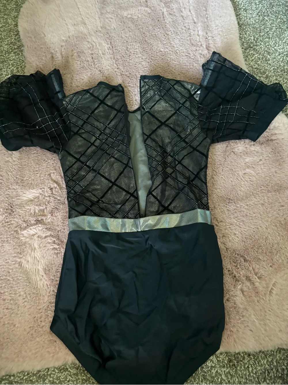 Black and Silver Kids' Large Dance Costume:Leotard